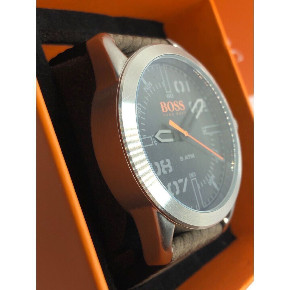 Hugo Boss HB.291.1.14.184 Unisex Brown Leather Analog Black Dial Watch HK480 - Picture 3 of 10